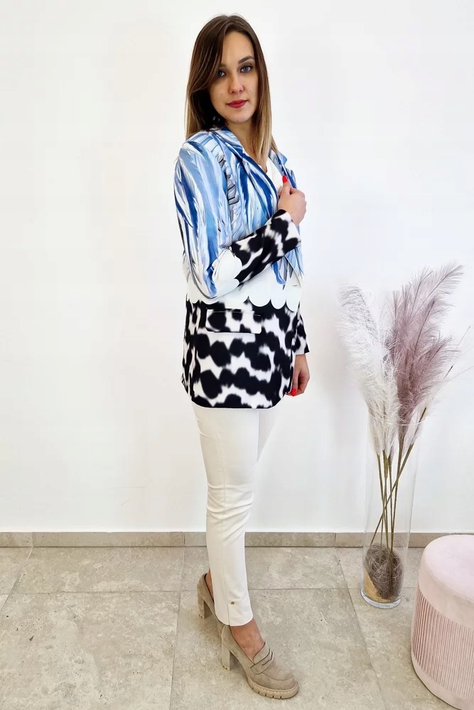 Modrá vzorovaná Sako bunda s peřím Uni