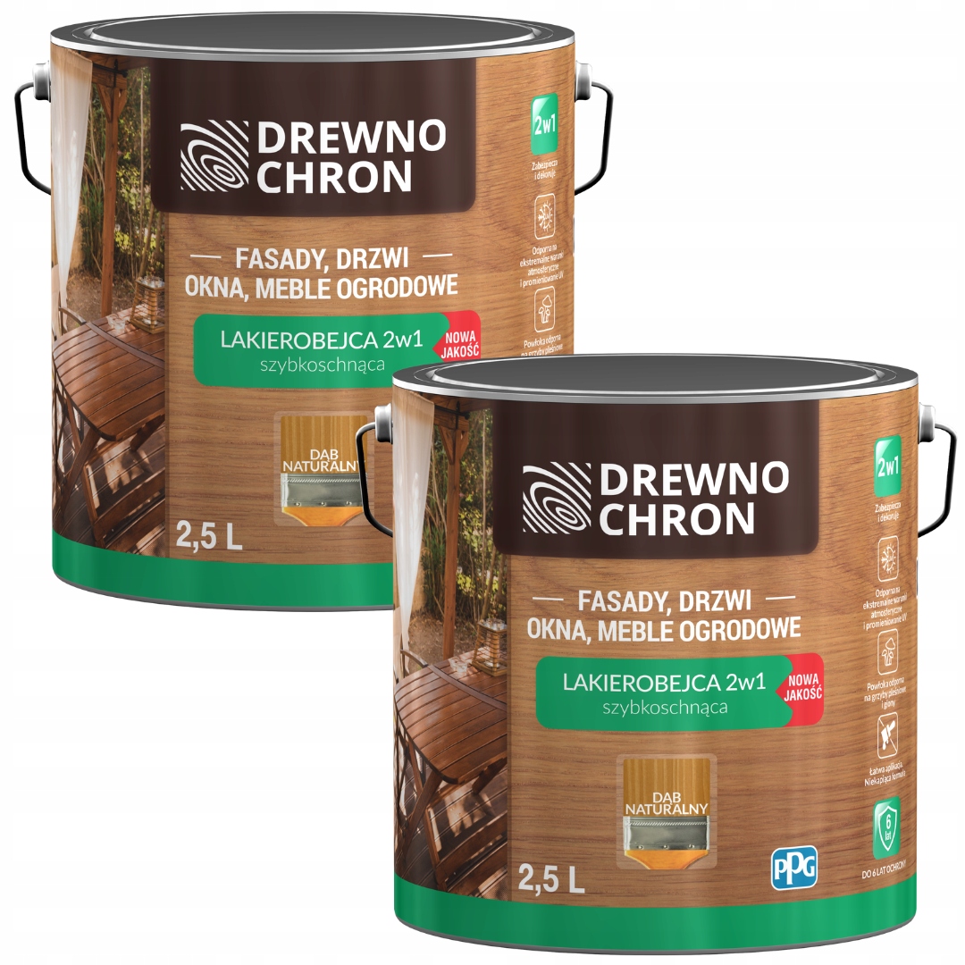 Set Drewnochron Lakovačka 2V1 2x2,5L Na Drevo Prírodný Dub 5L
