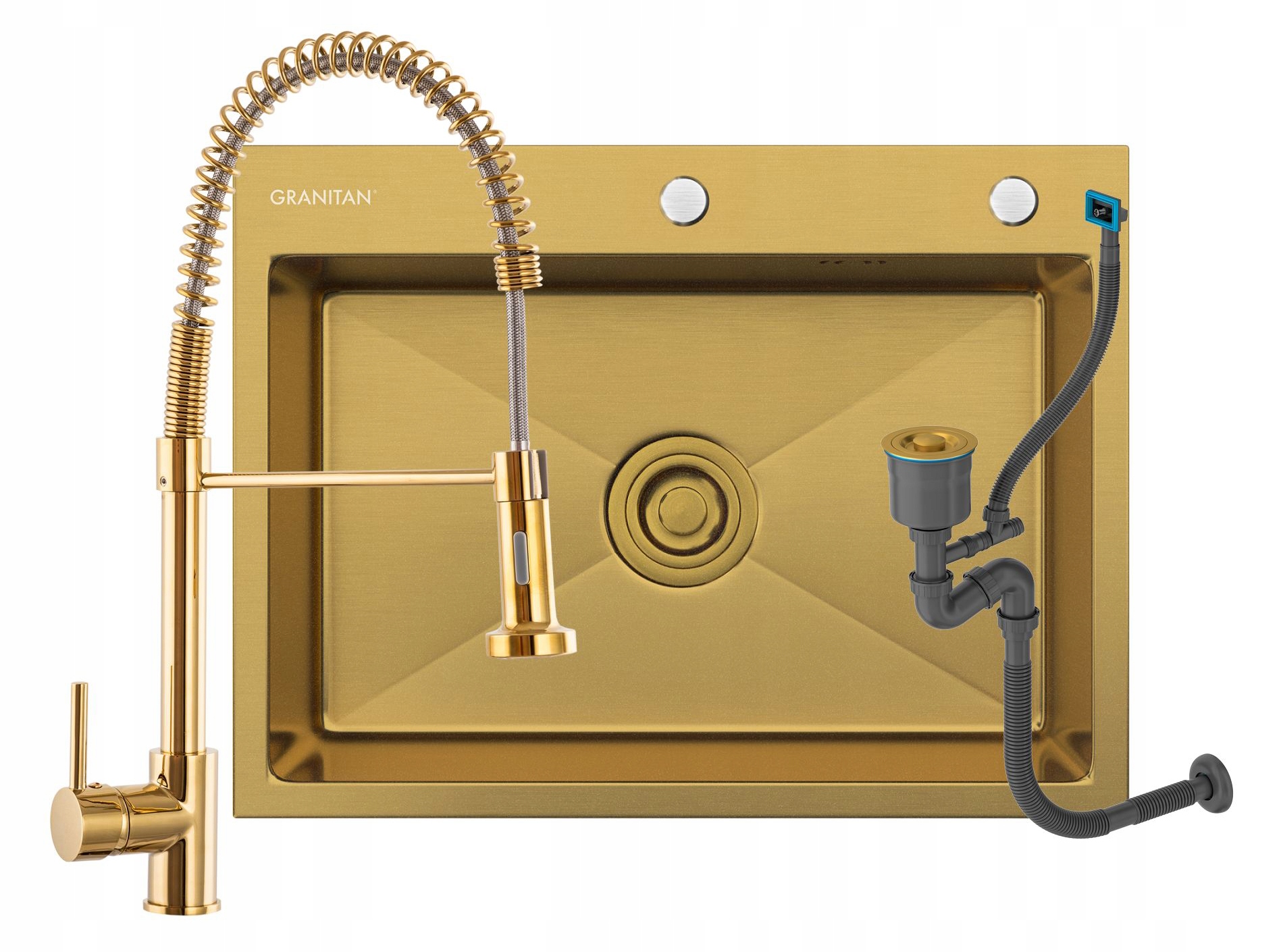 

Zlew Stalowy Złoty 1 Komora Bateria Spiral Złota