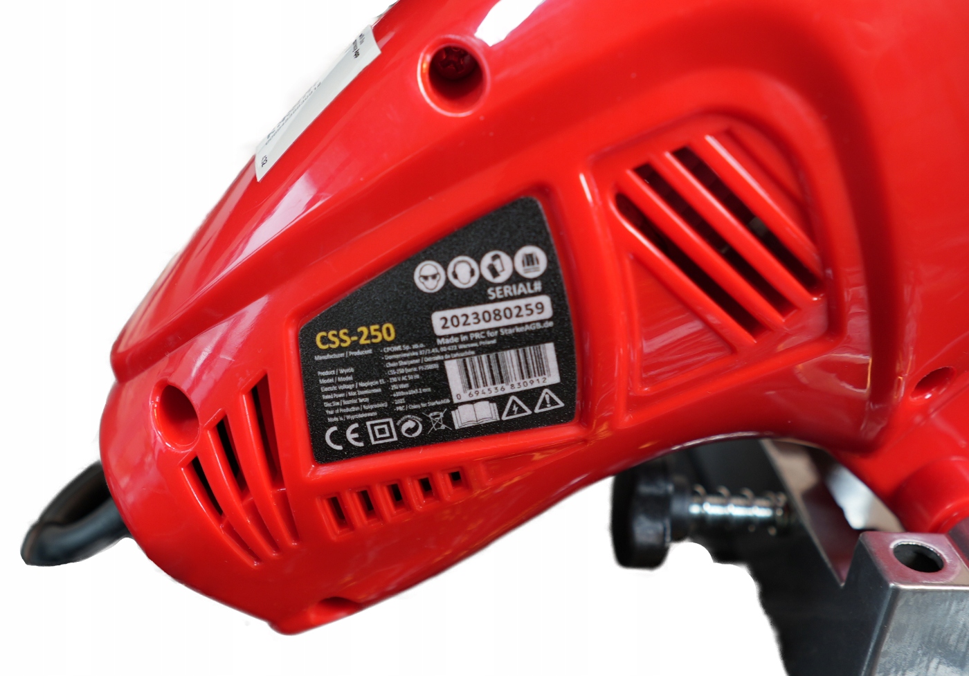 OSTRZAŁKA ŁAŃCUCHÓW StarkeAGB CSS-250, 8400 obrotów/min ALUMINIUM+ 3 TARCZE Kod producenta CSS-250