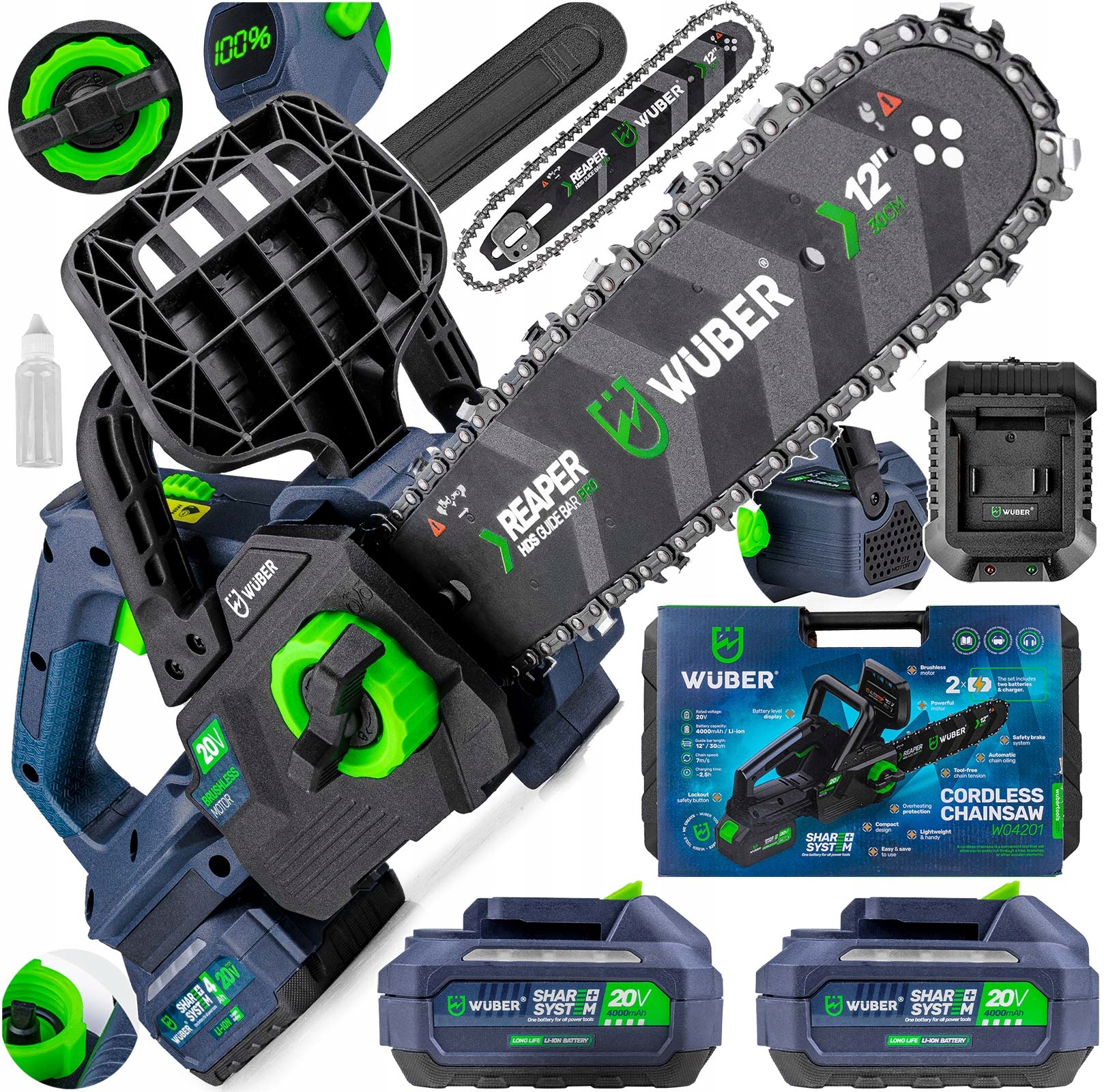 Prořezávací Aku Řetězová Pila 2 Akumulátory Pila Na Dřevo