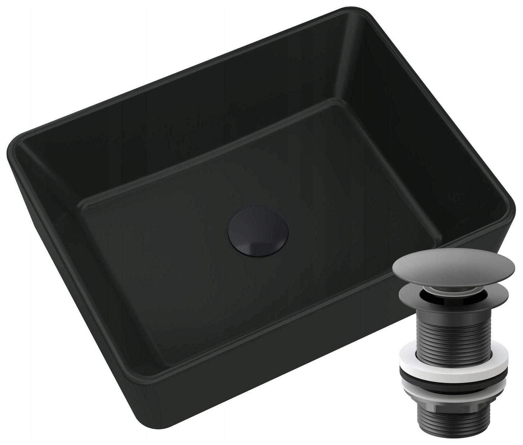 Granitové Umývadlo Na Dosku Čierne Čierna Zátka