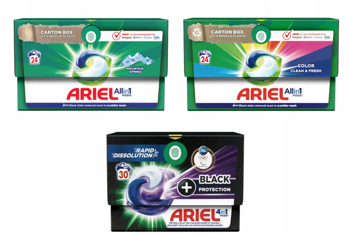 Ariel Kapsułki 4W1 Do Prania Czarnych 30P Color 24P Universal 24P