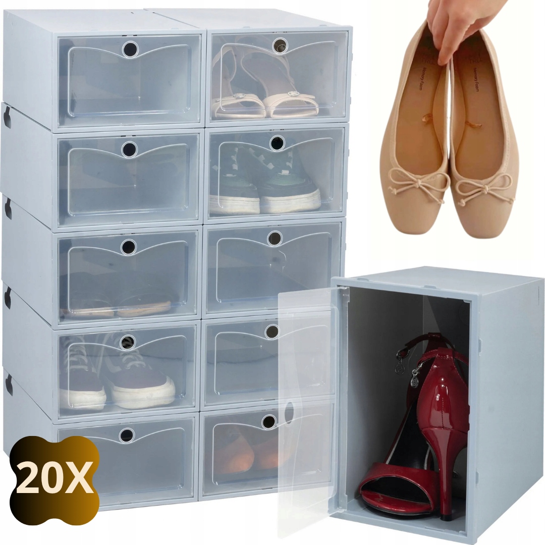 20 x Krabička Organizér Na Boty S Klopou Krabice Do Skříně Sada
