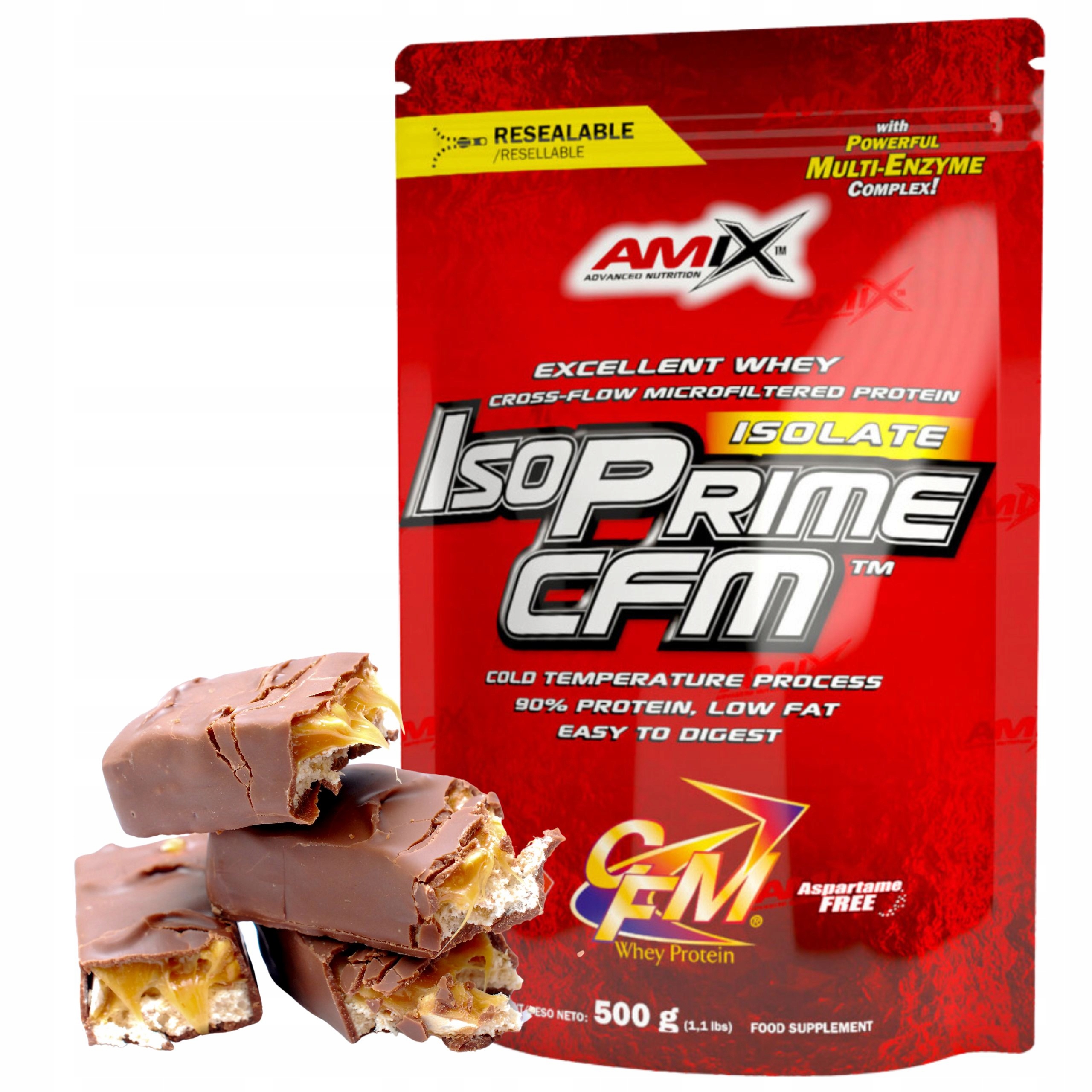 Protein Proteinový izolát Wpi 90 Cfm Amix čokoláda karamel ořech 500 g