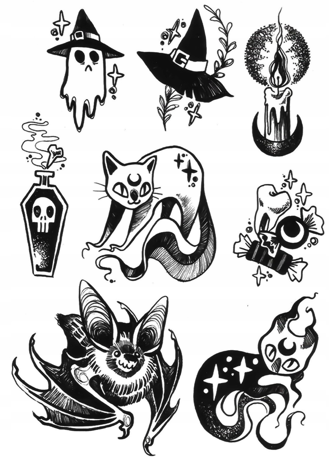 

Tatuaże na halloween nietoperz świeca mix