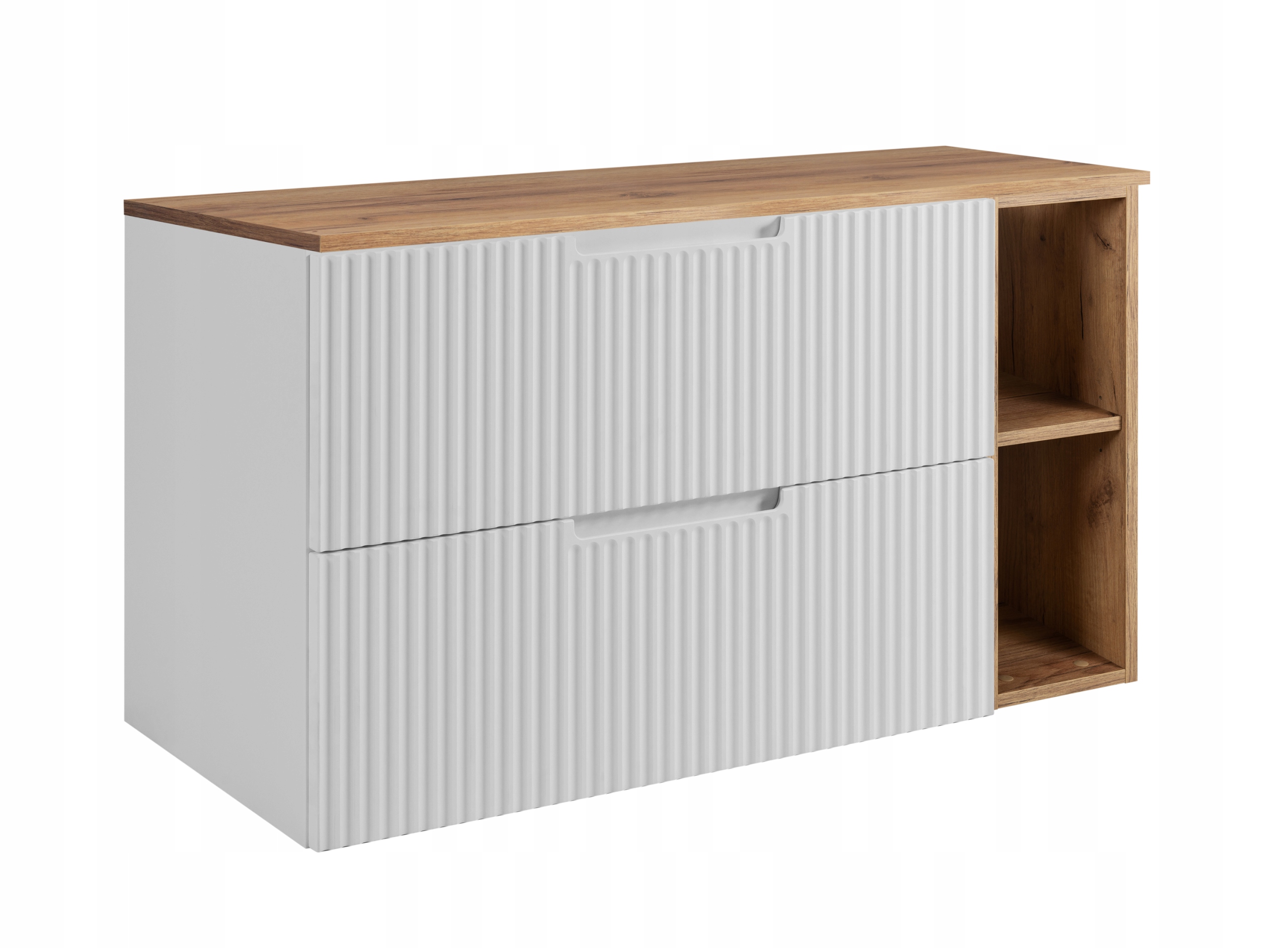 Koupelnová skříňka Pod Umyvadlo 100 bílá dub módní Rýhovaná Přední Strana Mdf