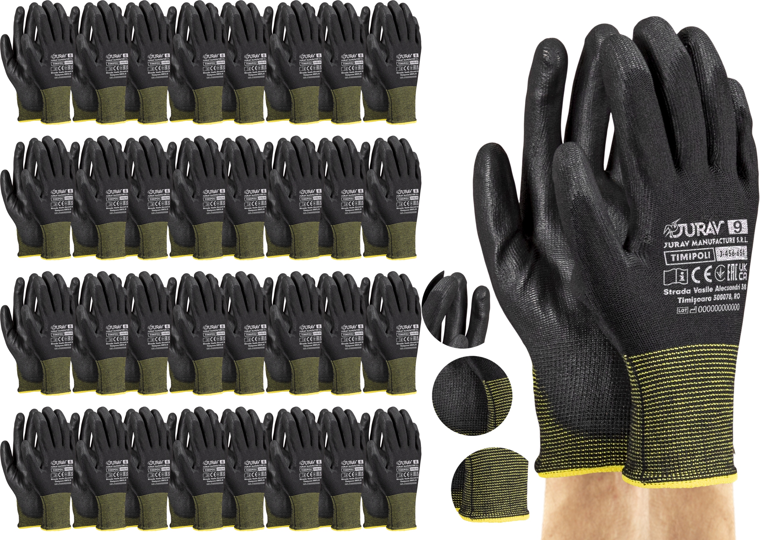 Levně Dílenské Rukavice Se Stahovací Gumou J-timipoli Pro Práci BB9 120 Párů