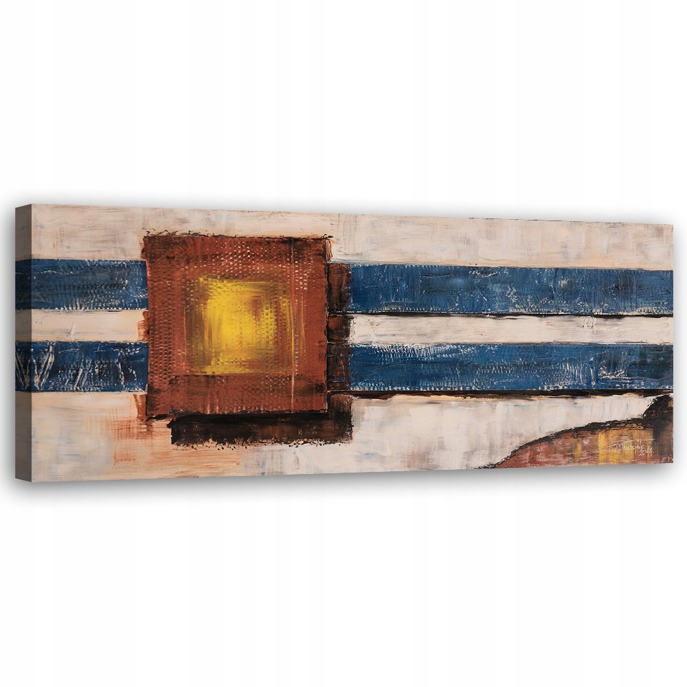 Obraz na plátně, Modré linie abstrakce malované 120x40