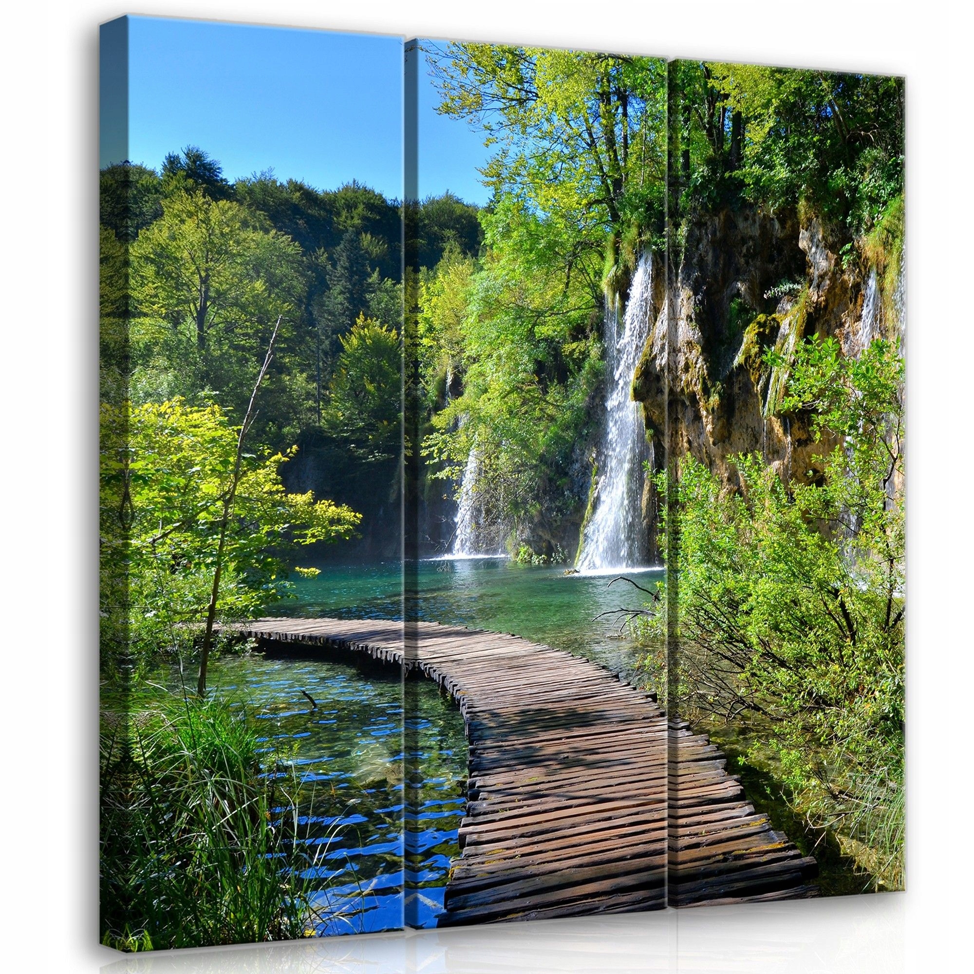Obraz 90x100 Příroda vodopád les jezero klid harmonie svěžest zeleň