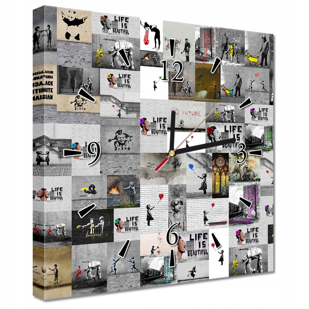 

Zegary ścienne 30x30 Mega Mix Banksy Kolaż
