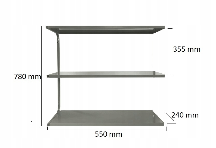 Półka metalowa ścienna 53 cm dodatkowa PG3MSD potrójna warsztat loft garaż Marka Obramet