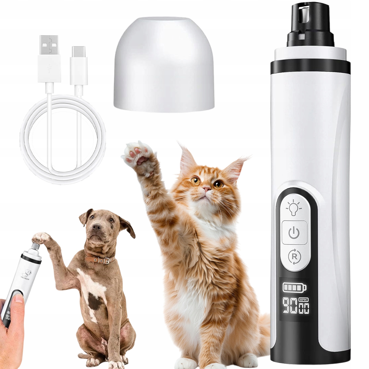 Levně Zastřihovač Psích Tlapek Strojek Na Kočičí Srst Tichý Provoz 2 Led 2000 mAh