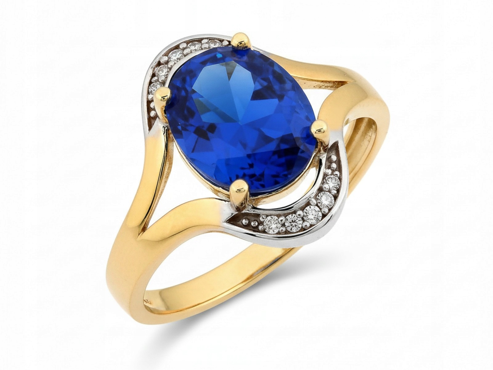 Ženský zlatý prstýnek 585 s krystalem a oválným tvarem