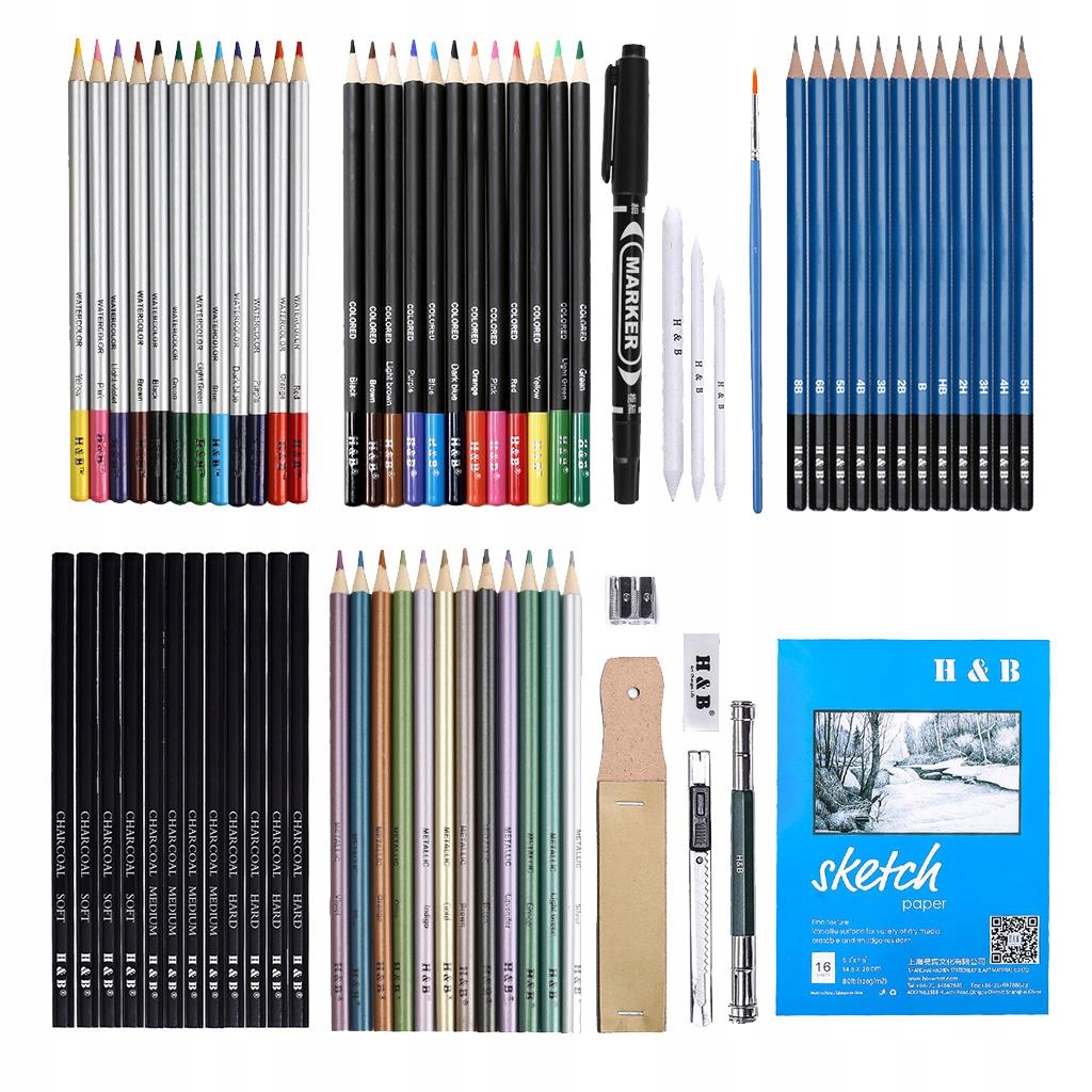 71Pcs Drawing Pencil Set Sketching & Drawing Kneaded Eraser Painting for