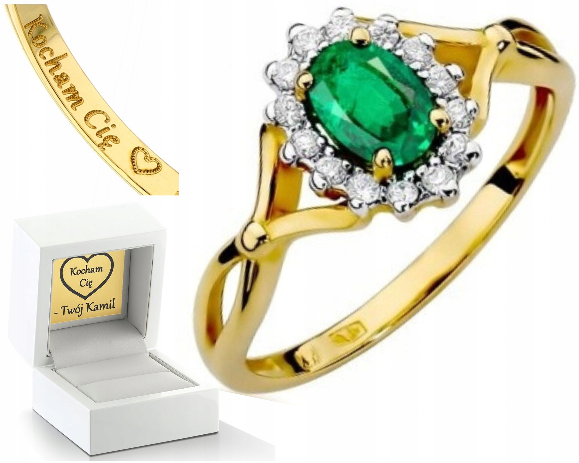 Prstýnek Smaragd A Brilianty Gravírování Zdarma