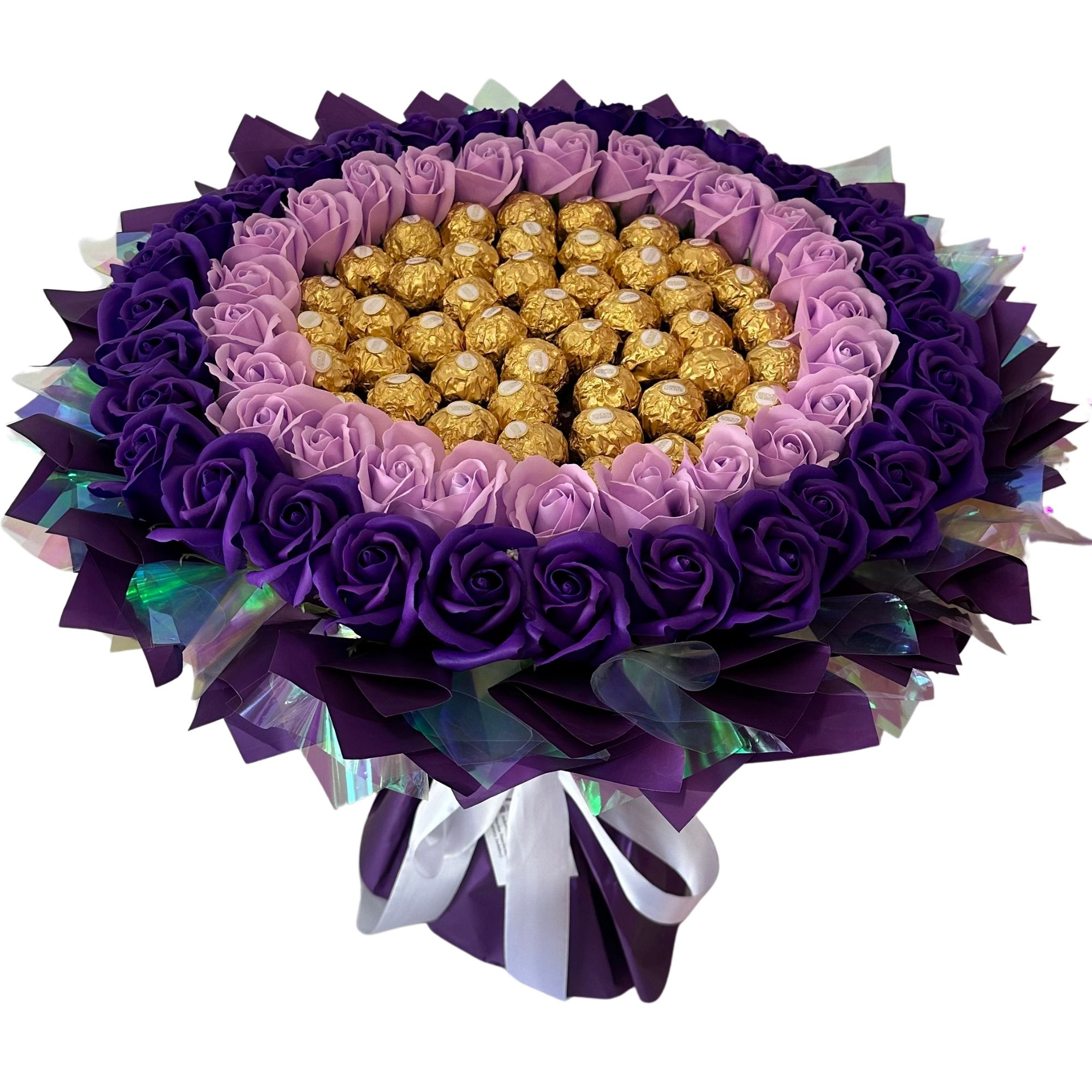 Levně Kytice Sladkostí XXL Ferrero Fialová Dárek K Narozeninám Den Žen Valentýna