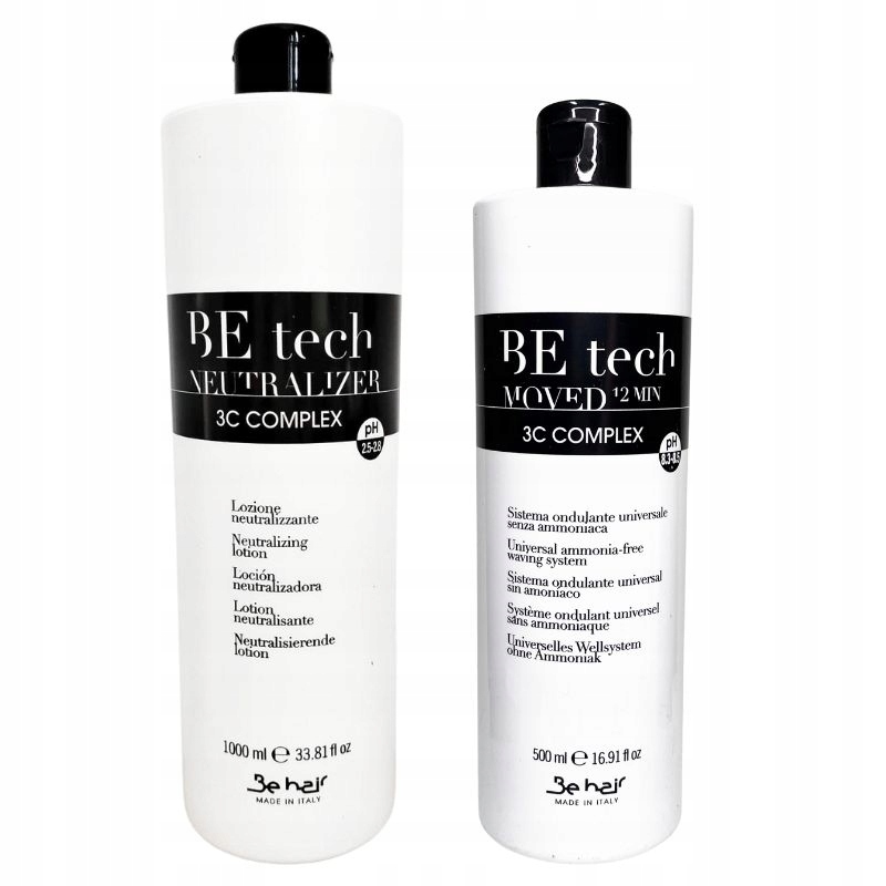 Be Hair Tekutina pro trvalou ondulaci 500 ml Neutralizer pro trvalou 1000 ml