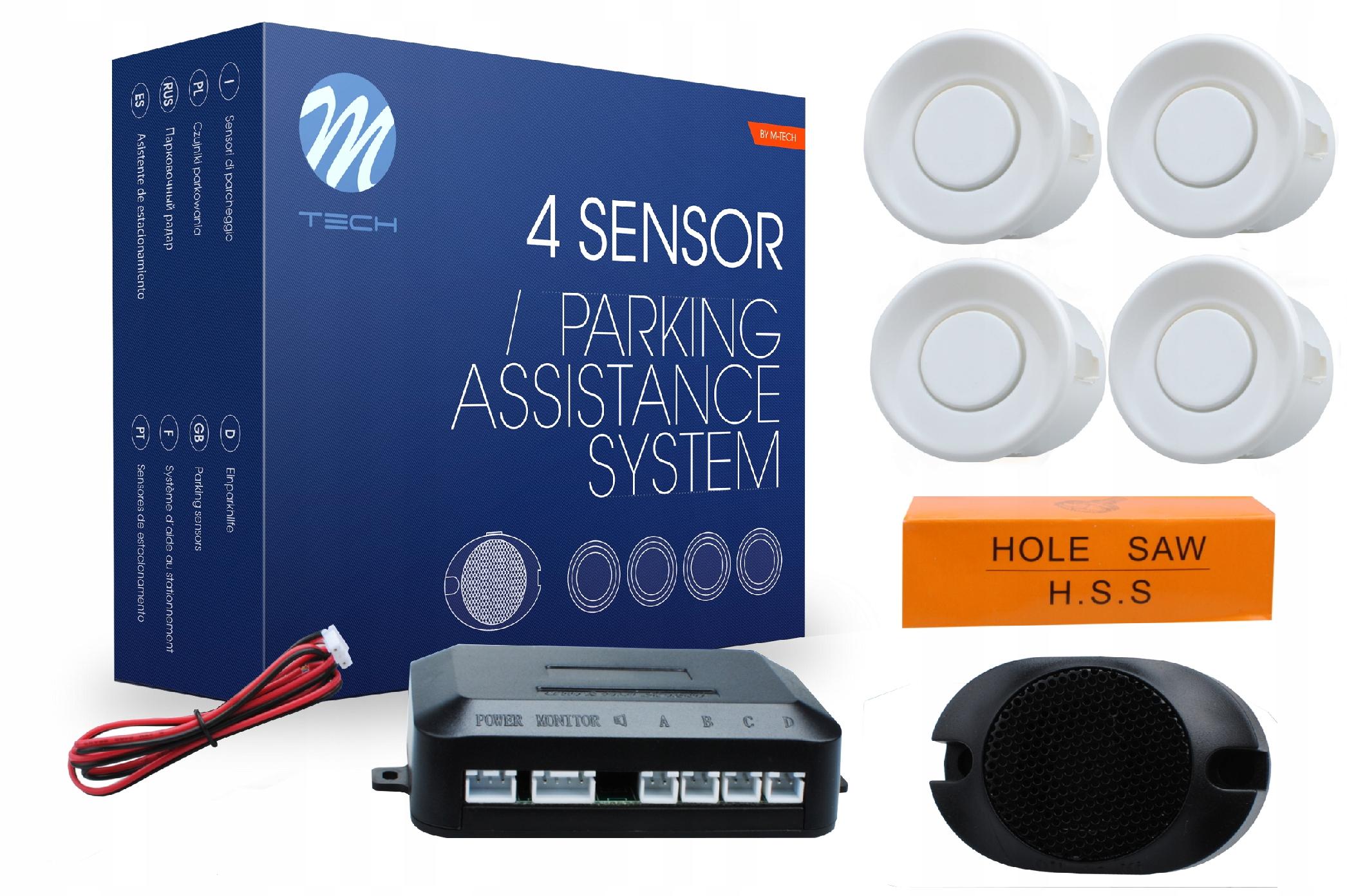 Czujniki parkowania M-Tech CP7W białe buzer