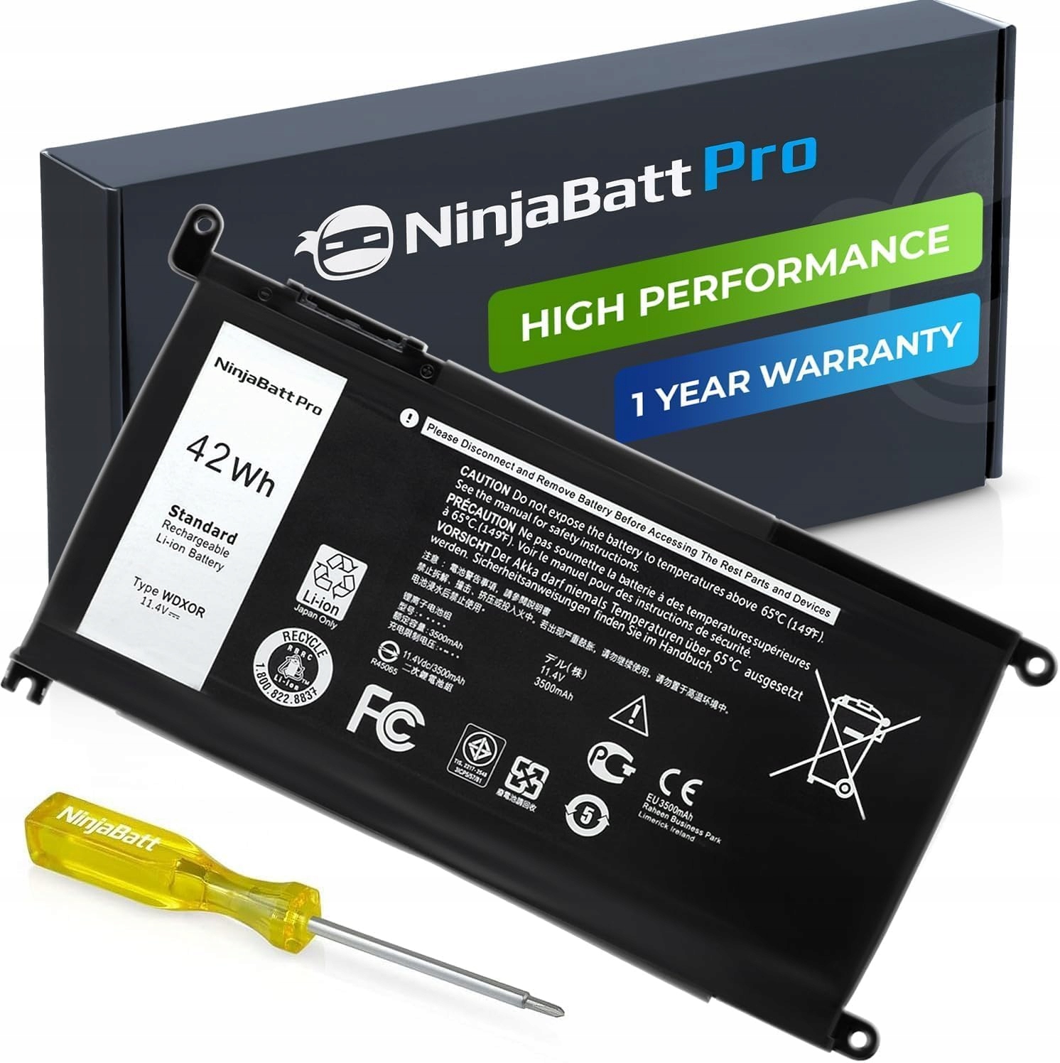 NinjaBatt Pro Bateria do Dell WDX0R P69G Inspiron 17