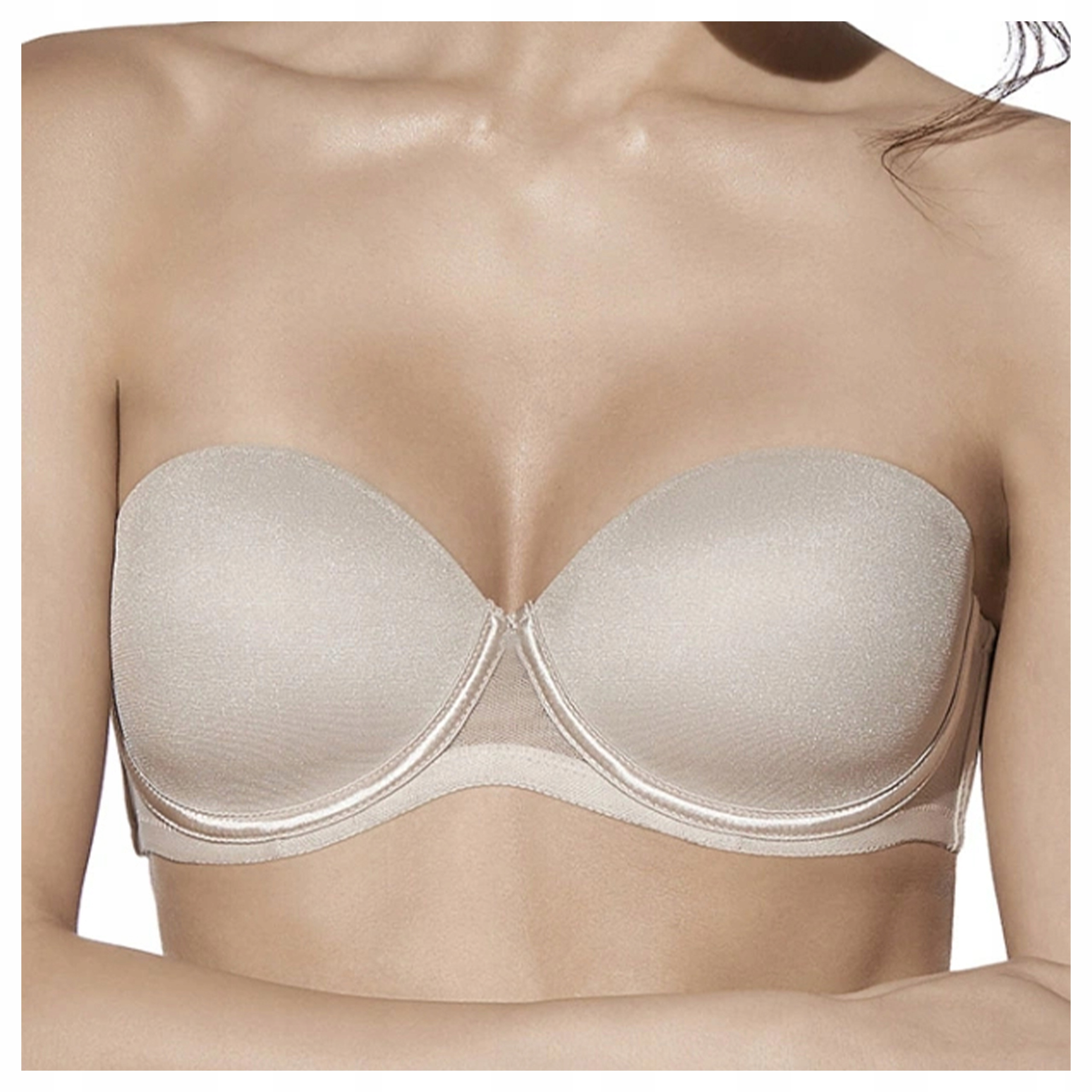 Biustonosz Stanik Odpinane Ramiączka Gładki 85C Esmeralda Beżowy Tierra