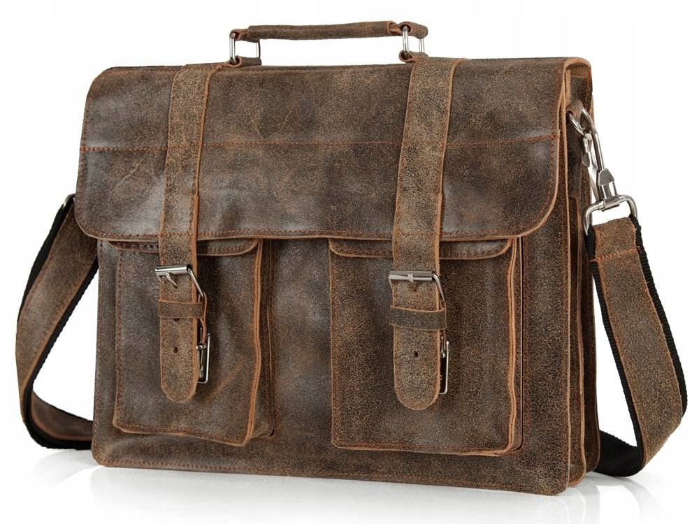 BRĄZOWA SKÓRZANA TORBA LISTONOSZKA NA RAMIĘ SOLOME