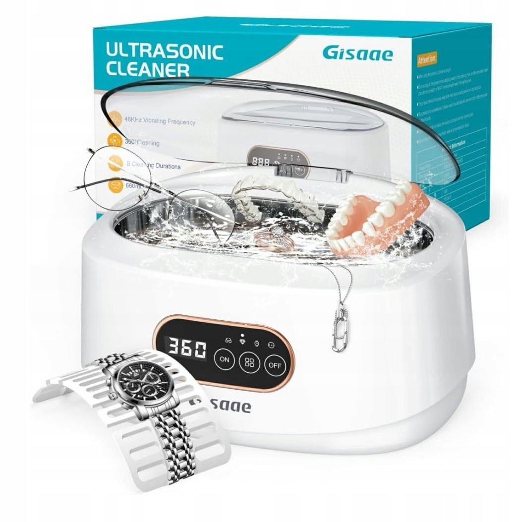 Ultrazvuková myčka Gisaae 48 kHz 660 ml pro brýle a šperky