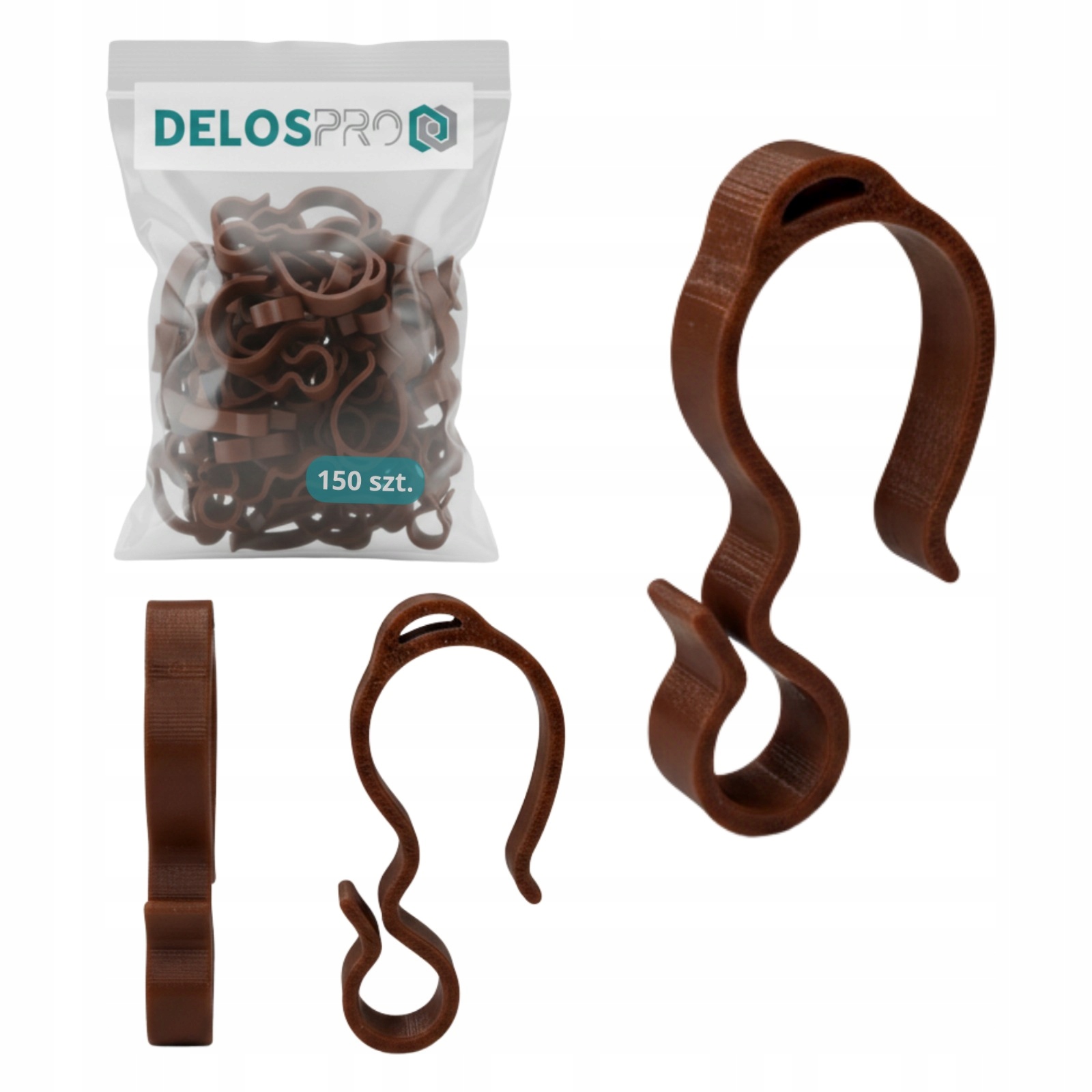 Háčky na okapové lampy pro girlandy dekorace hnědé 150 ks