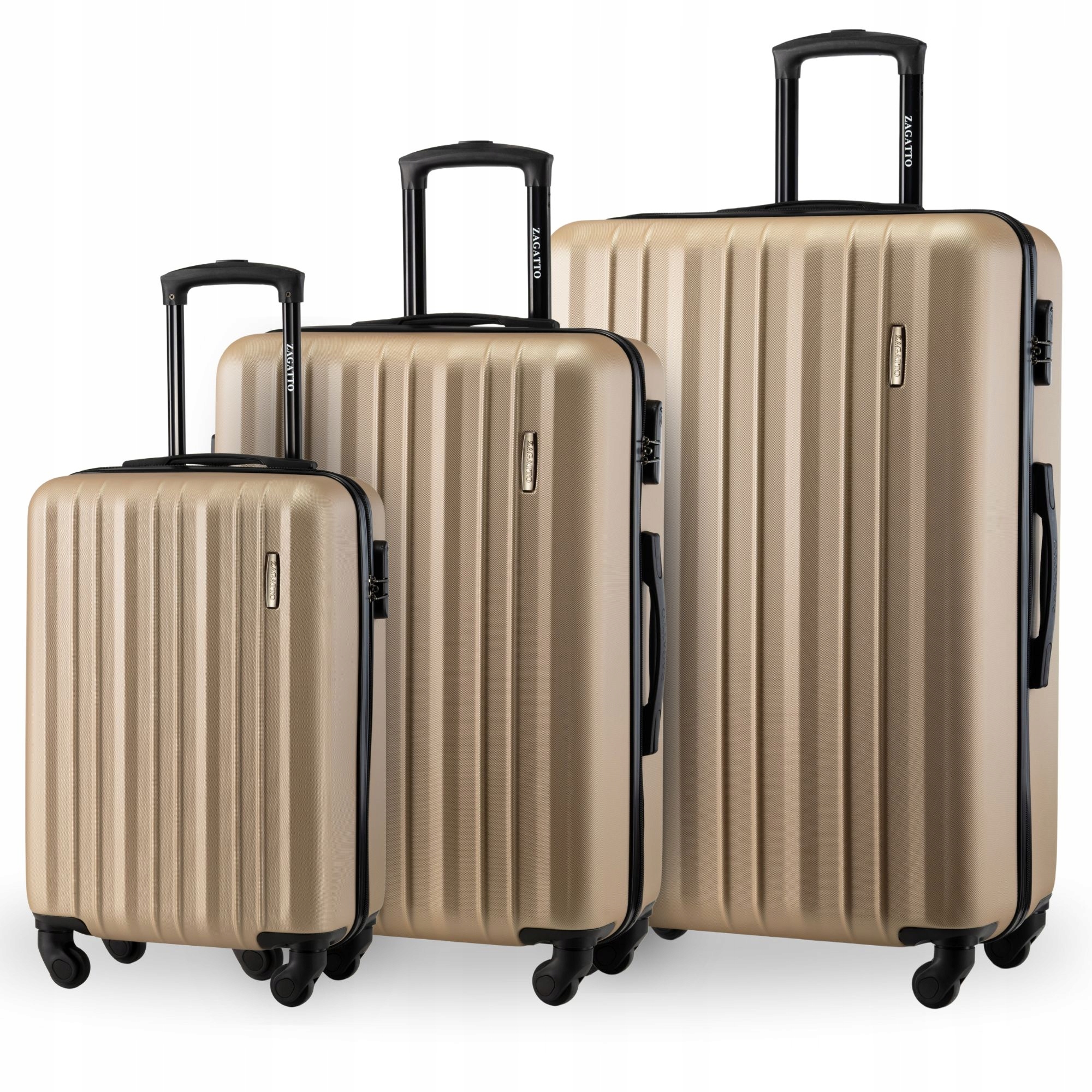 Sada 3 cestovních kufrů na kolečkách Abs malý, střední, velký 3v1 Zagatto