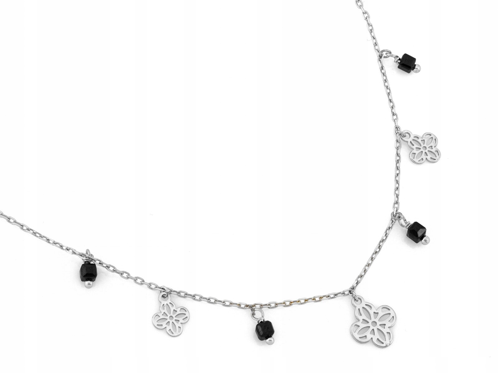 Stříbrný dámský náhrdelník 925 s čtyřlístky a cirkooniemi jako dárek