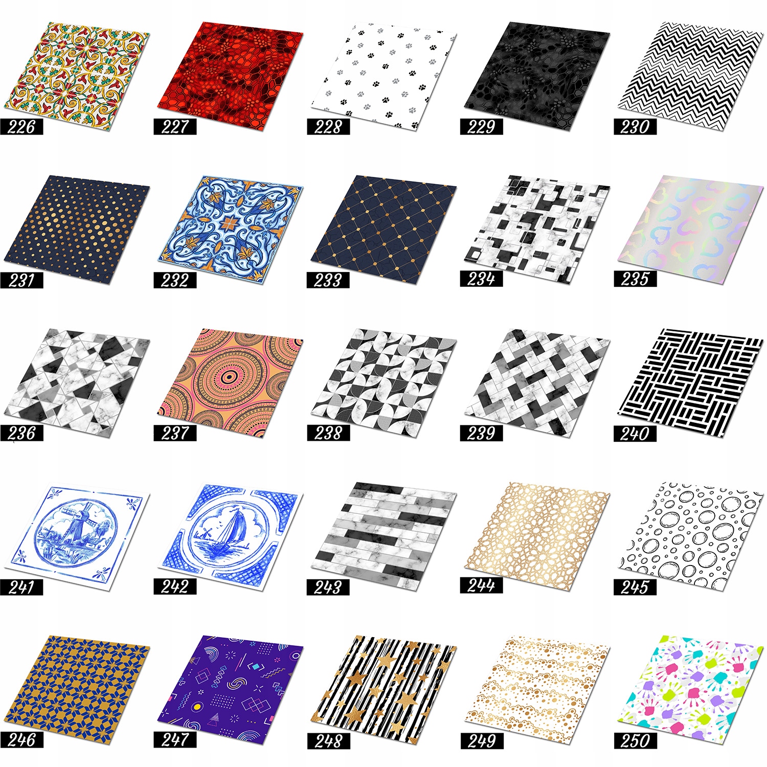 Samoprzylepne panele PCV 30x30 cm Patchwork fale Liczba m² w opakowaniu 0.81