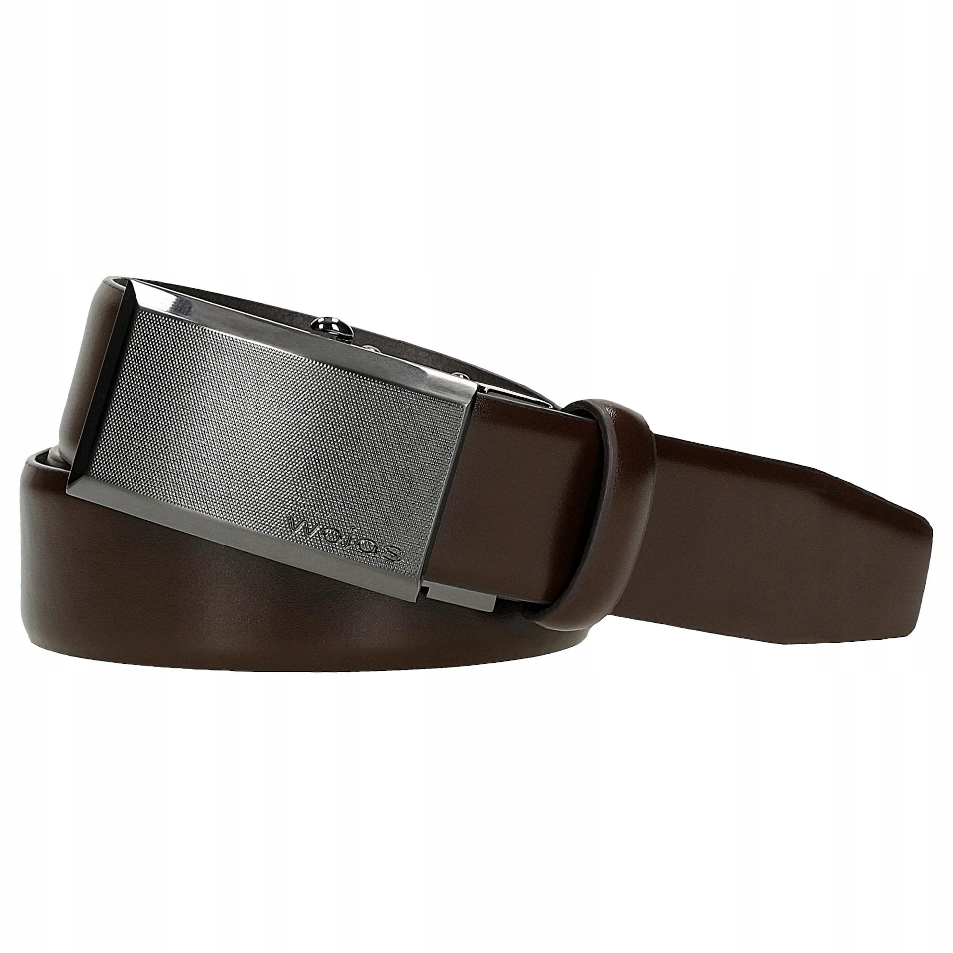 Tmavě hnědý pásek z celozrnné kůže s přezkou po celé délce, vel. 12 0