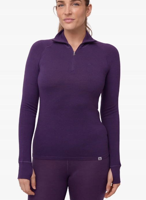 Danish Endurance Merino 80% Wełniany Pół-Rozpinany Golf Termiczny Damski XL