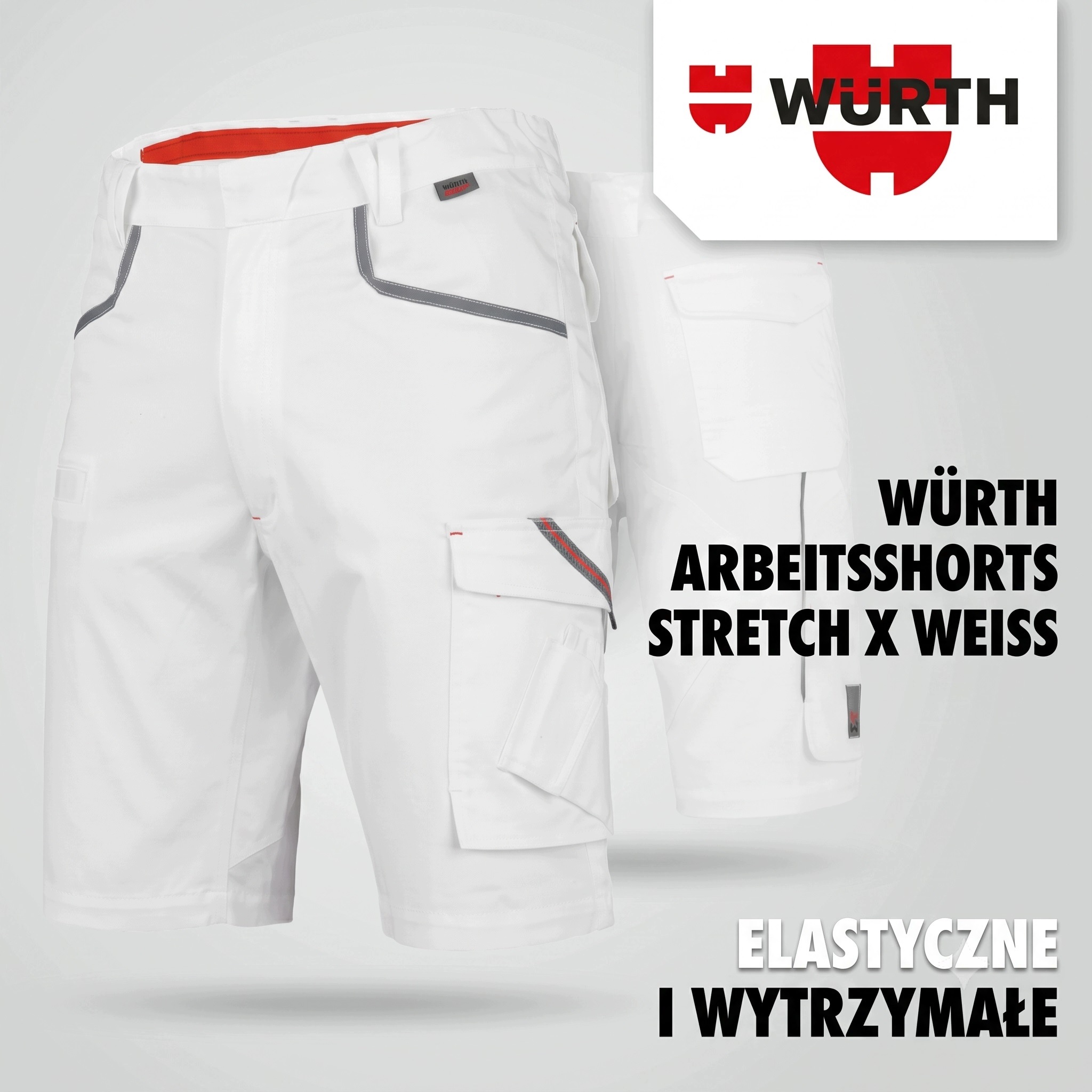 Krótkie Spodenki Robocze Wurth Stretch X Elastyczne Białe R.52