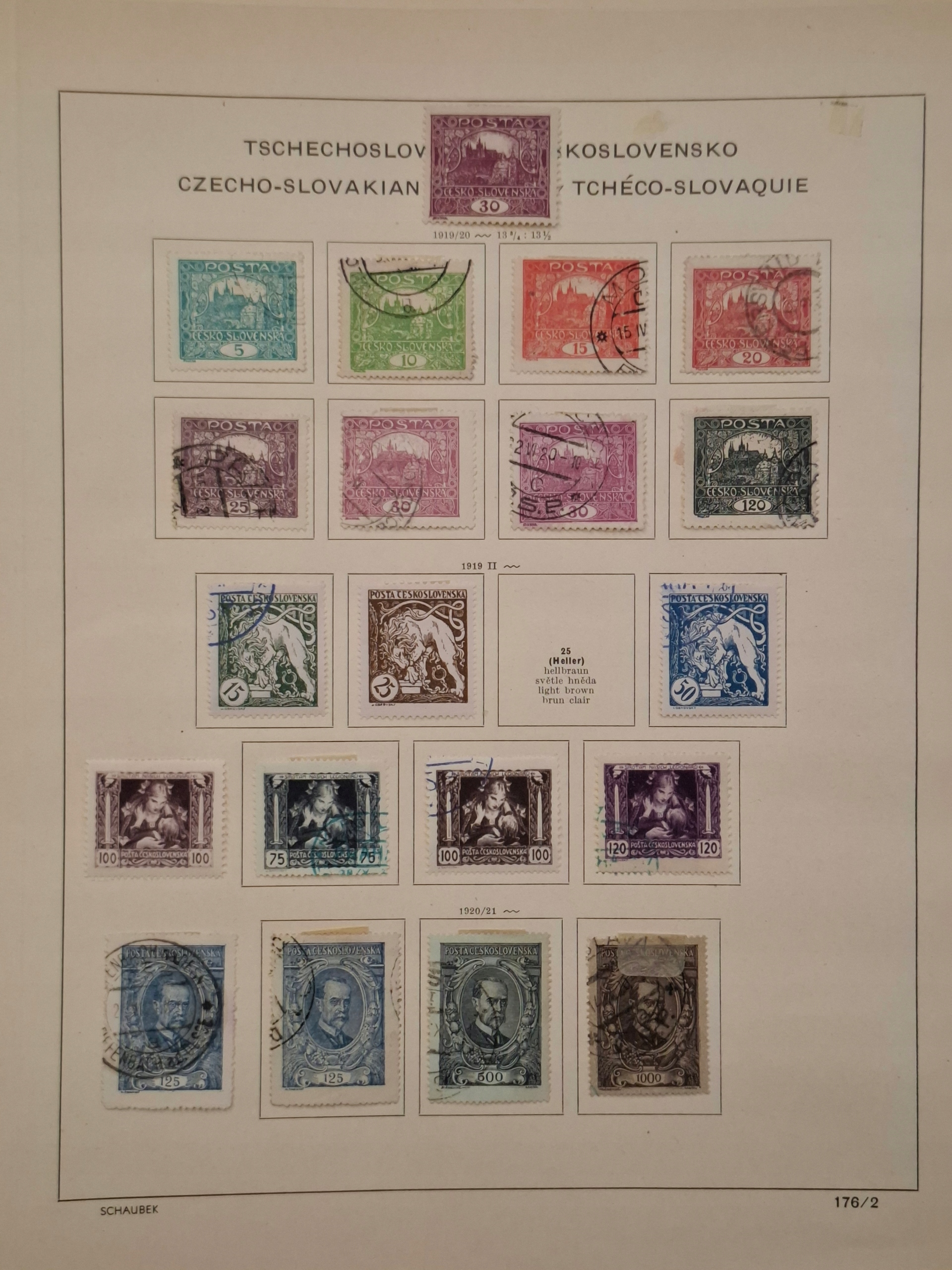 Znaczki Czechosłowacja strona z klasera Czechy