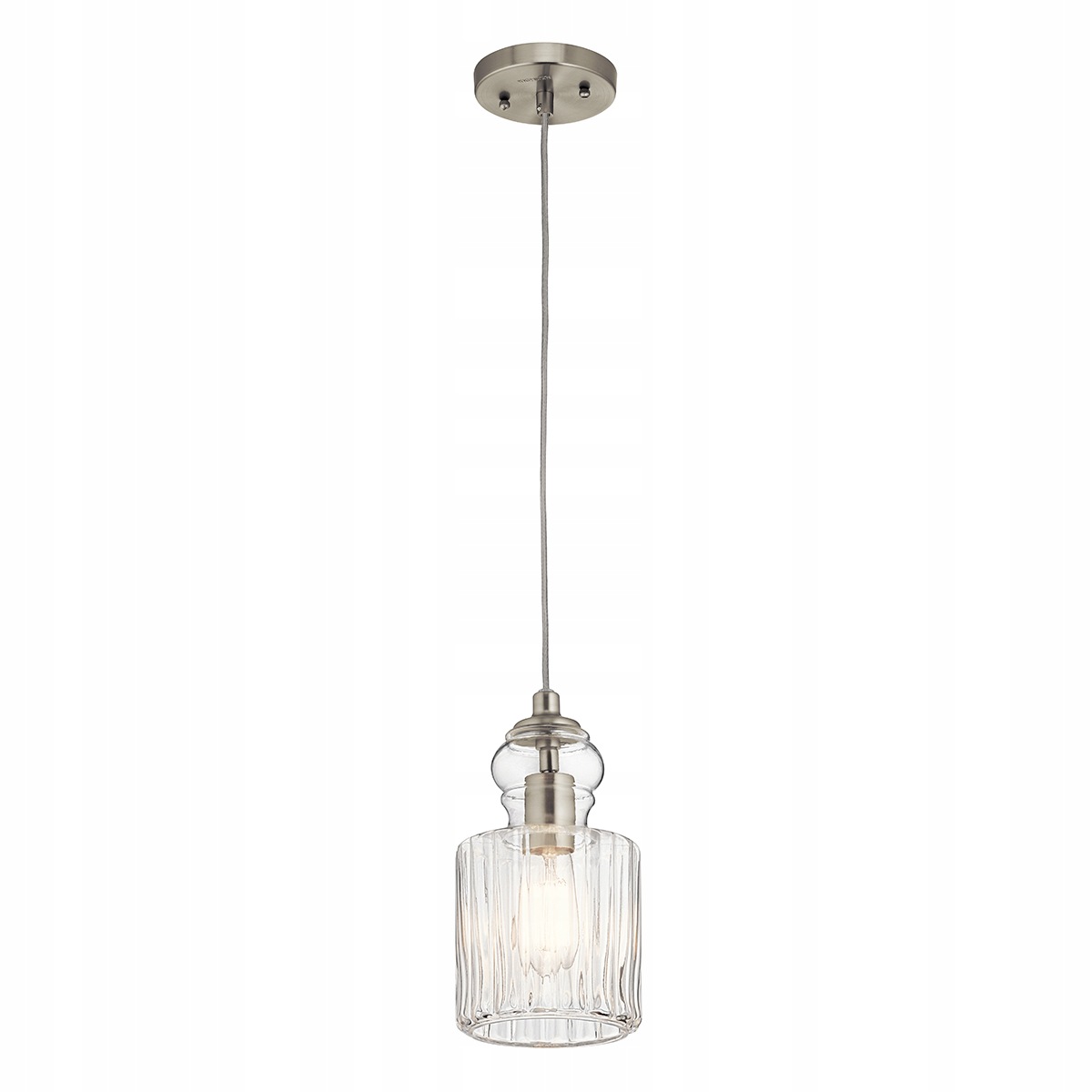 Závěsná lampa Riviera skleněná 1xE27 60W kartáčovaný nikl Kichler
