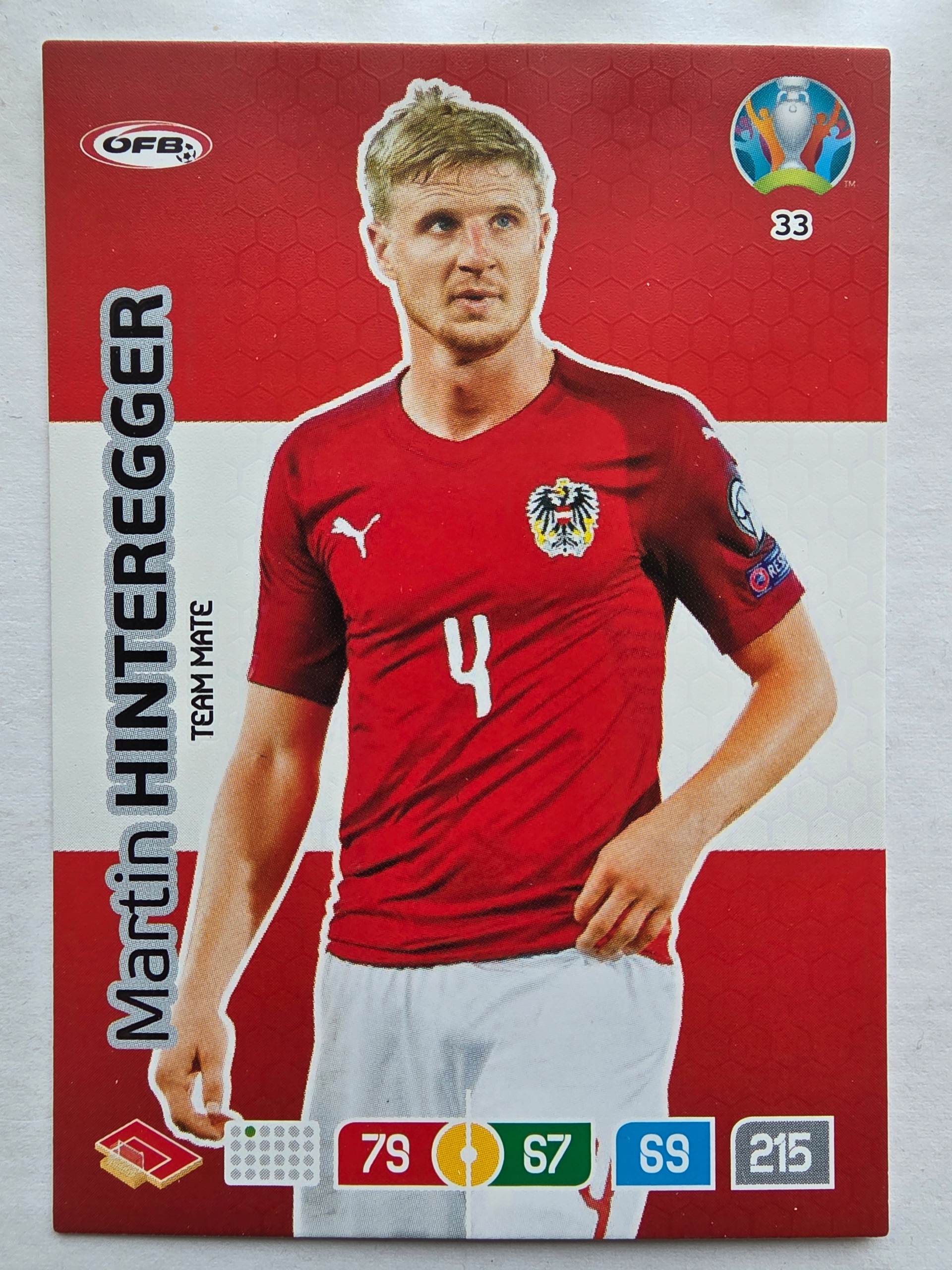 2020 Panini Euro Martin Hinteregger Austria Nr 33 /EO7