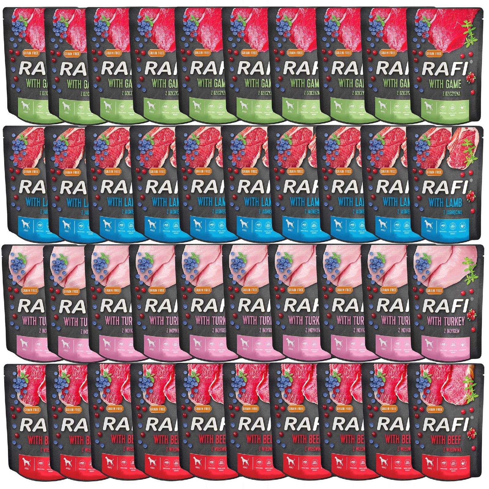 Levně Rafi Krmivo mokré pro psa Dolina Noteci Mix Chutí 40 x 300 g bez obilovin