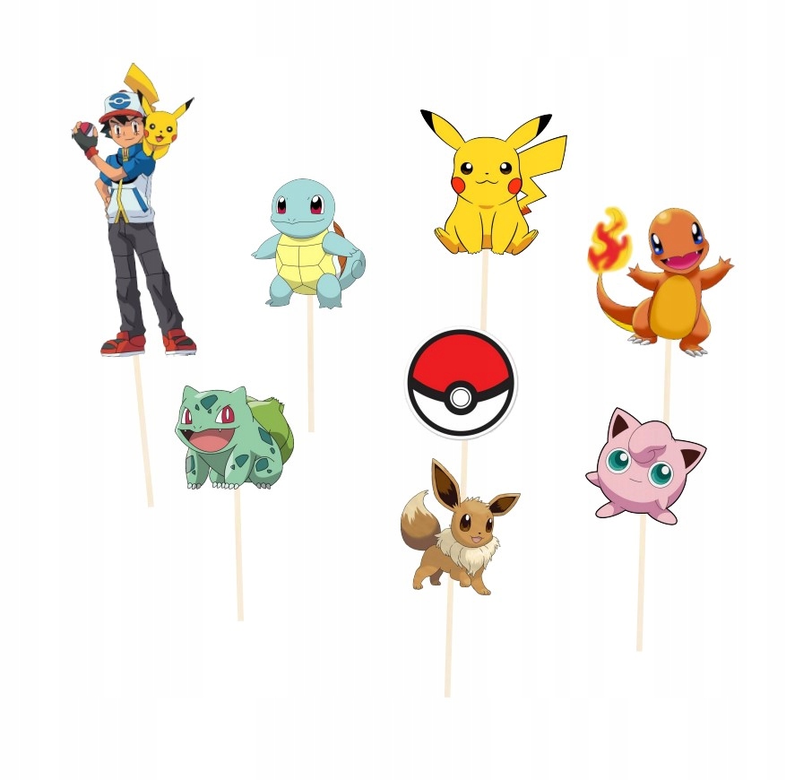 

Topper Pikery Pokemon Pikachu Dekoracja tort 8szt