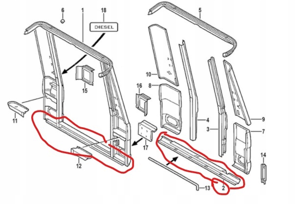 PAS TYLNY ZEWN MERCEDES G GELENDA W460 W461 W463 Installation side rear