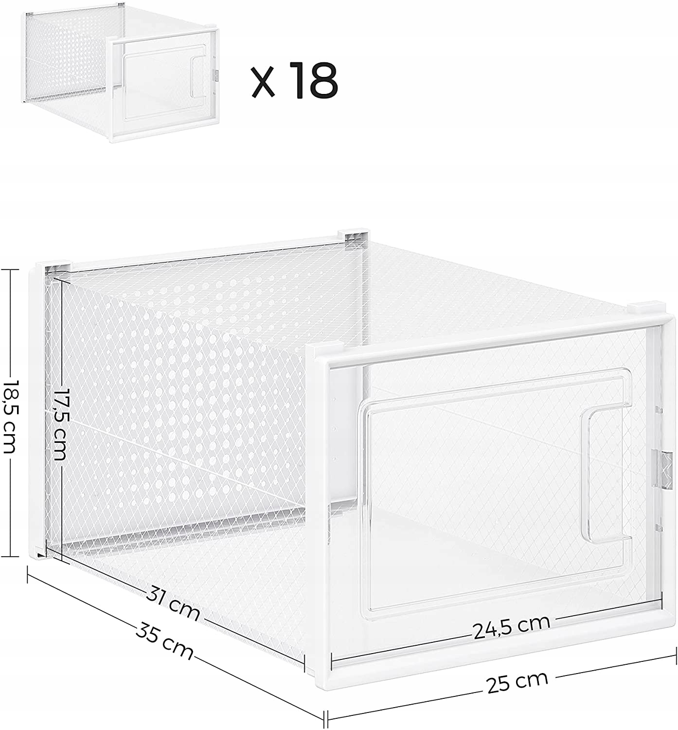 ORGANIZER NA BUTY PUDEŁKA PRZEZROCZYSTE 18x DUŻE Kod producenta 000