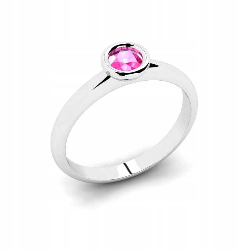 

Pierścionek Z Białego Złota Z Różową Cyrkonią 4MM