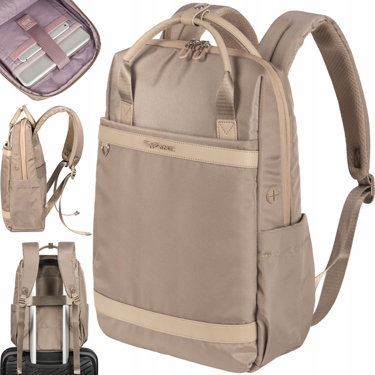 Plecak Miejski Wings SKY002 14" Laptop Do Pracy Na Zakupy 002K