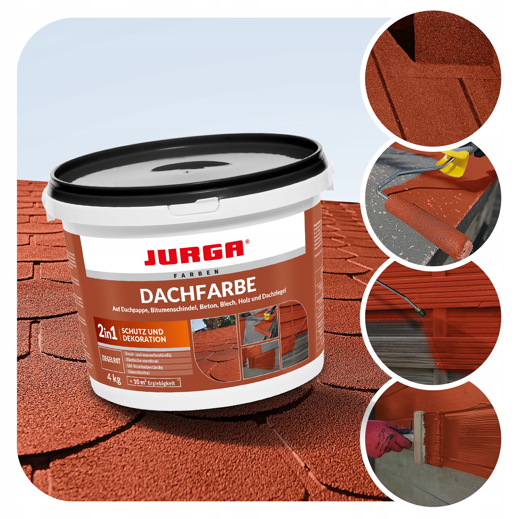 Dachfarbe farba Uszczelniająco Dekoracyjna ceglasta Wodoodporna 4kg