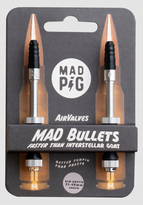 Ventily Tubeless Mad Pig Mad Bullets 21-48 mm Chrom Velká propustnost
