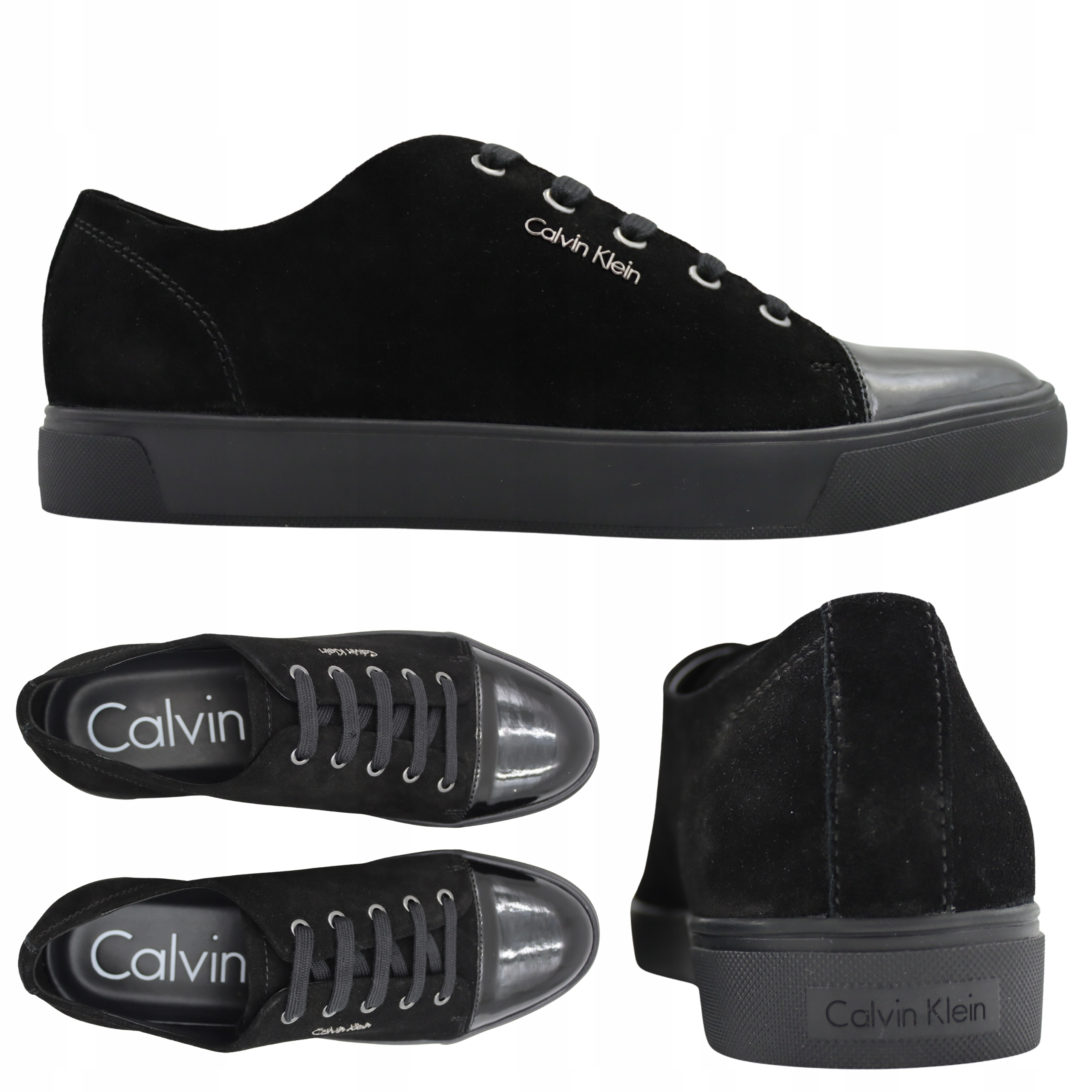 Boty Tenisky Sneakers Černé Kůže Pohodlné Nízké Calvin Klein Black Vel. 44