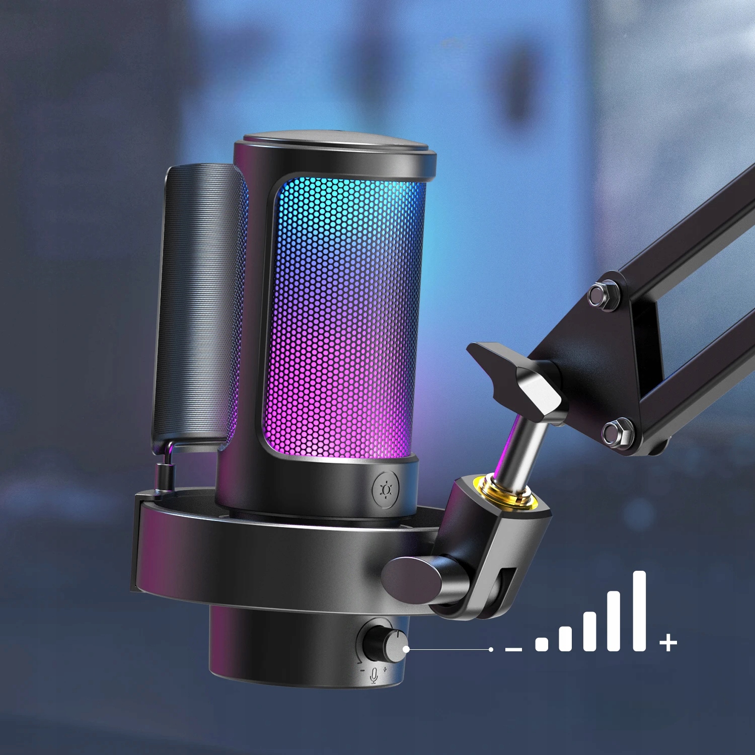 MIKROFON FIFINE A8 DO GIER NAGRYWANIA STREAMINGU RGB POP FILTR PC MAC Model Fifine A8 PLUS AMPLIGAME RGB Plug&Play gamingowy