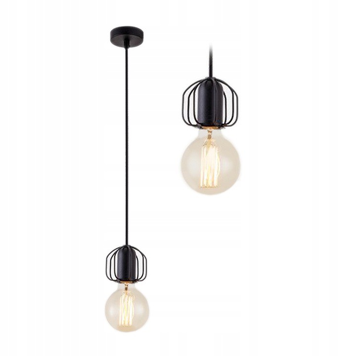 

Lampa Sufitowa Czarna Wisząca W Stylu Loft Black