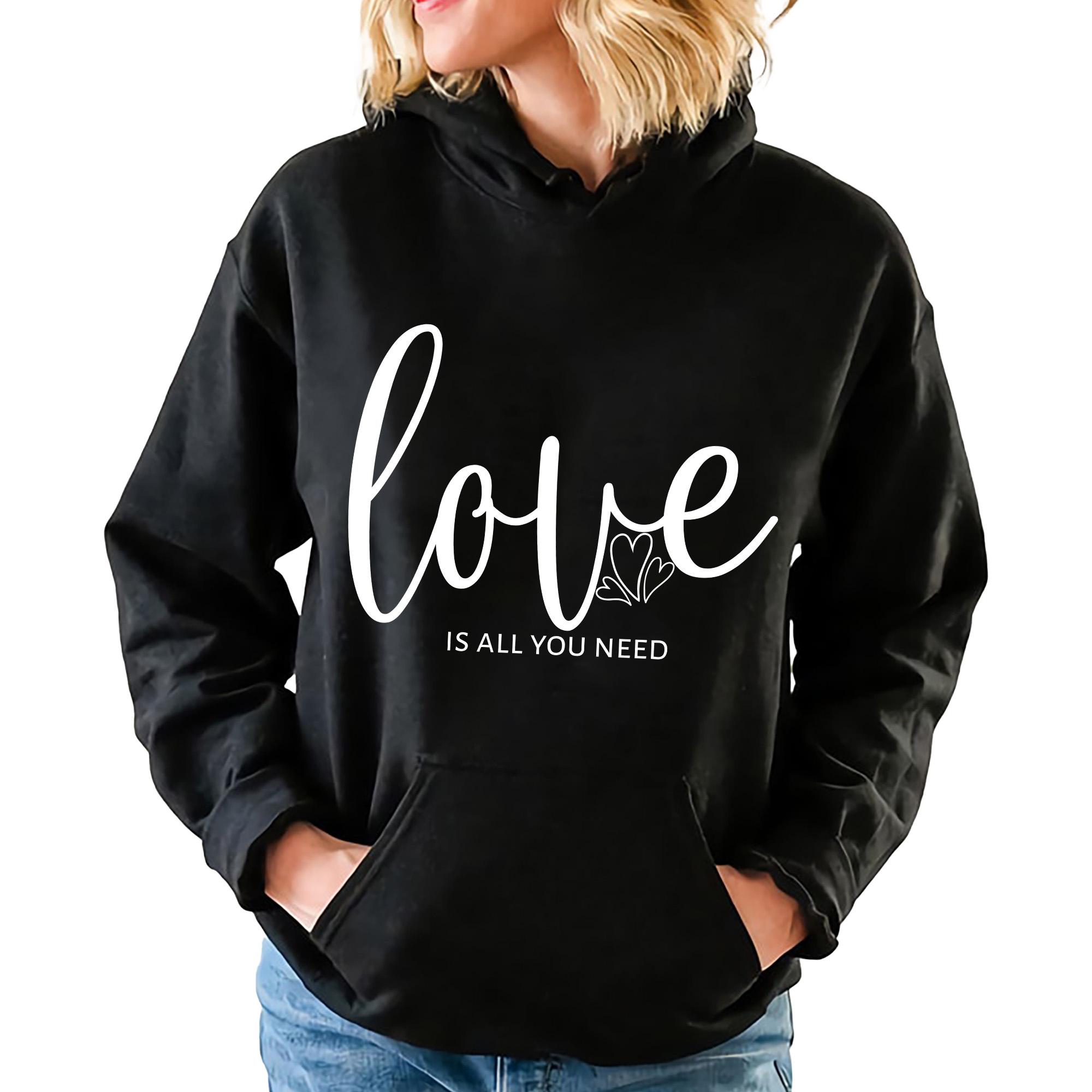 mikina s kapucí Vtipná černá jako Dárek You Need Love L