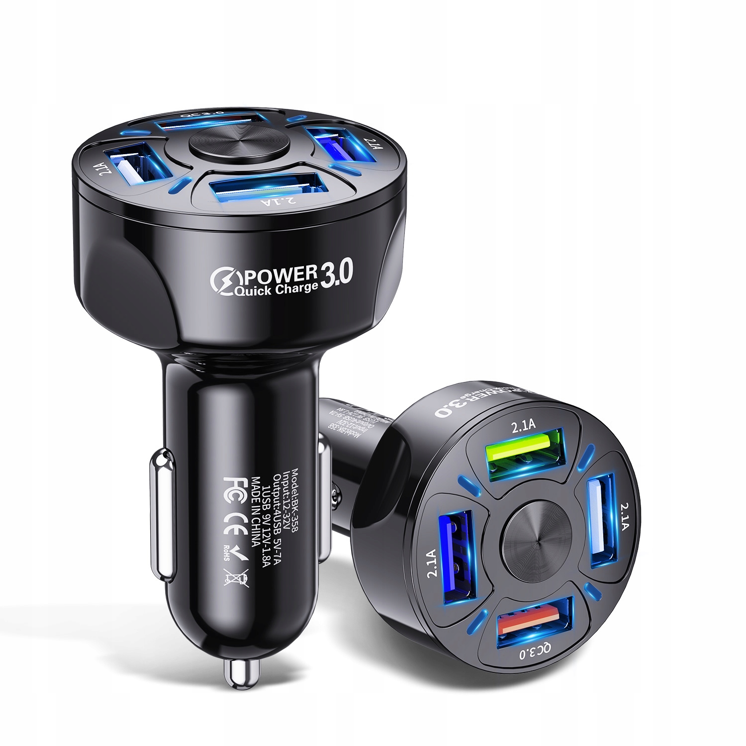 

Ładowarka samochodowa 4xUSB szybkie ładowanie